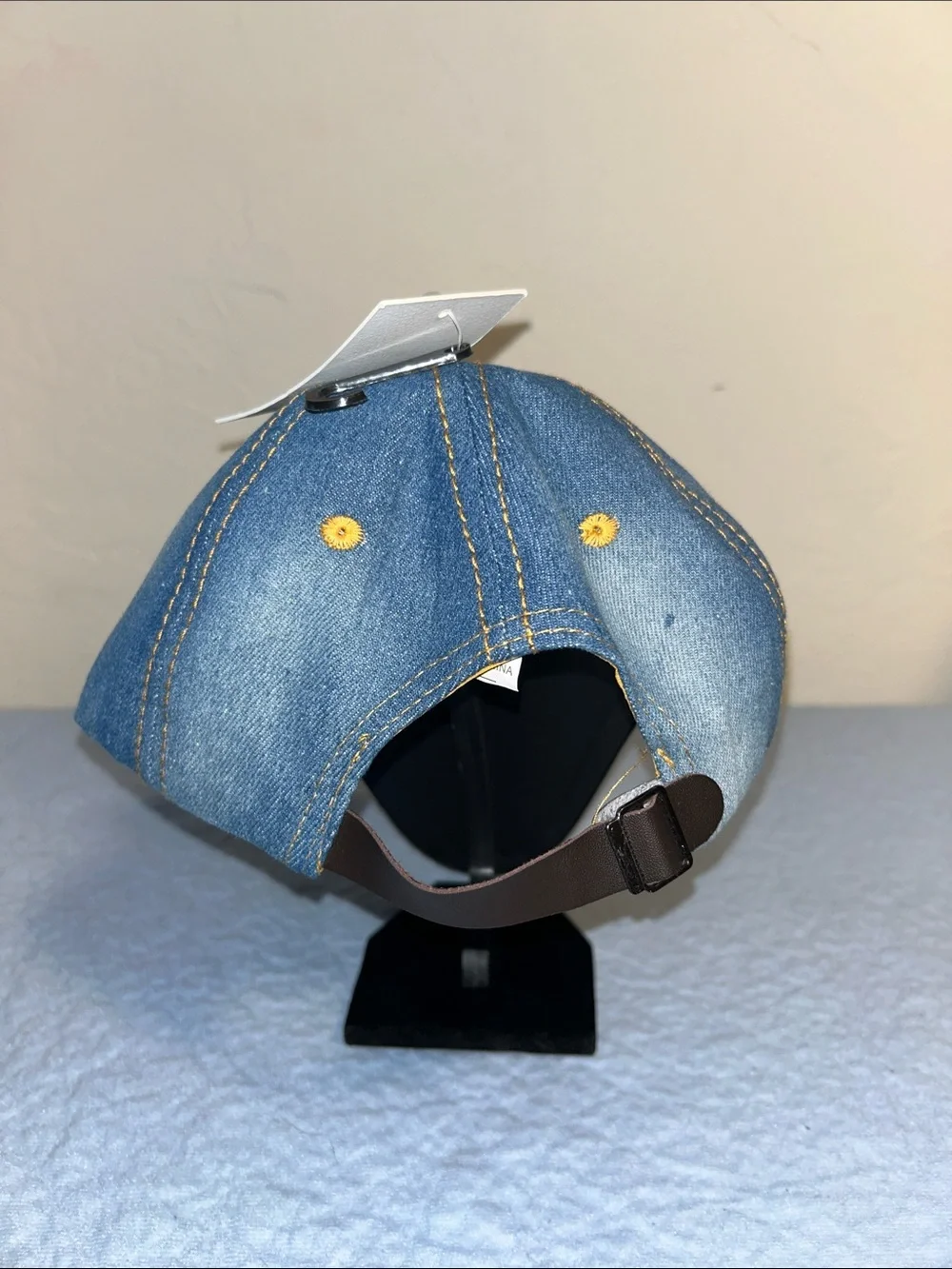 La Valentina Denim Bling Baseball Hat with Silver Stars